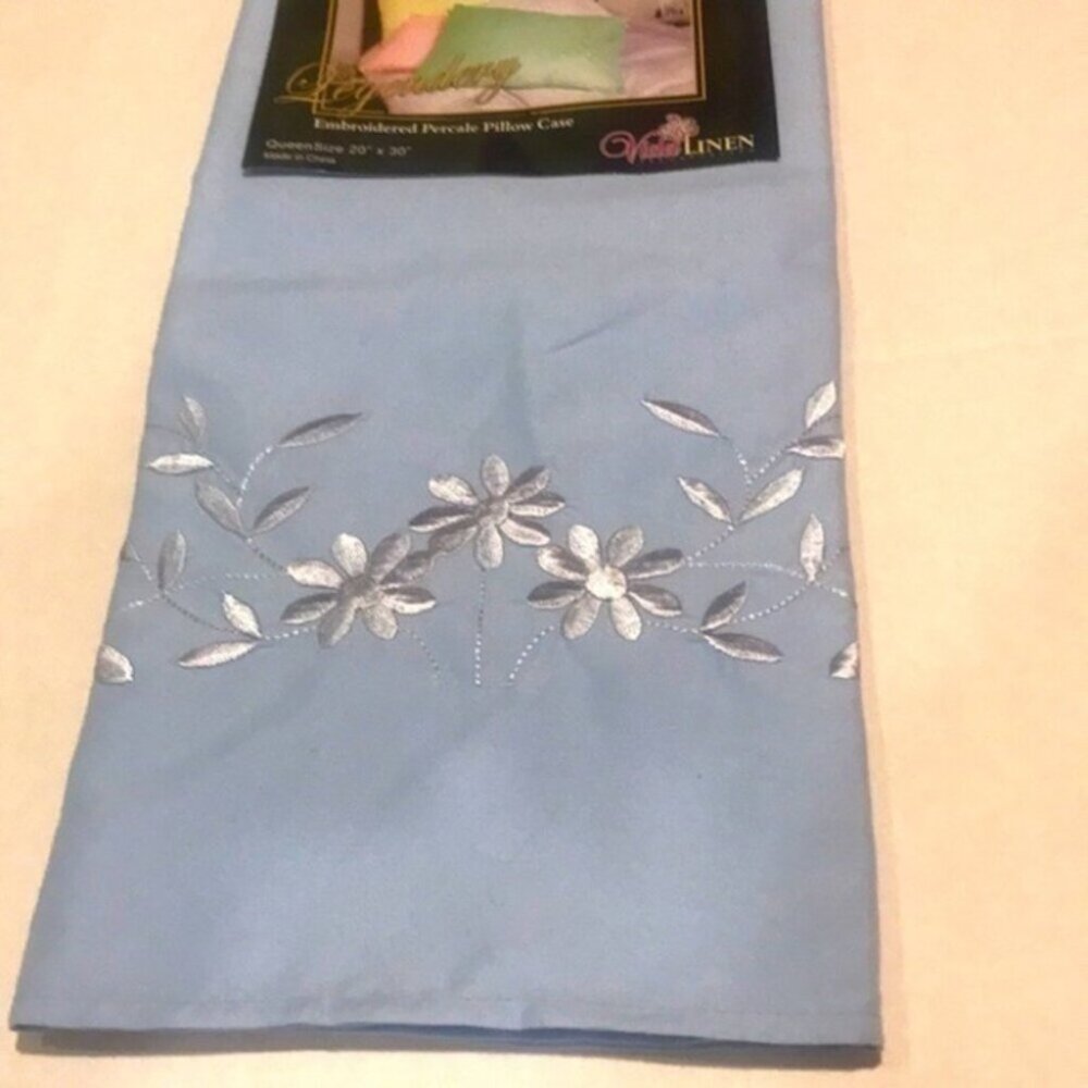 2PC Embroidery Percale Pillow Case